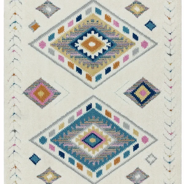 Covor pufos din polipropilena shaggy model morroccan geometric boho Ariana Rhombus 30 mm 80x150 cm ARIA0801500009