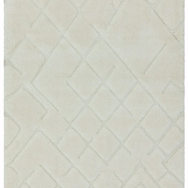 Covor pufos din polipropilena shaggy model morroccan geometric boho Ariana Vanilla 30 mm 80x150 cm ARIA0801500004