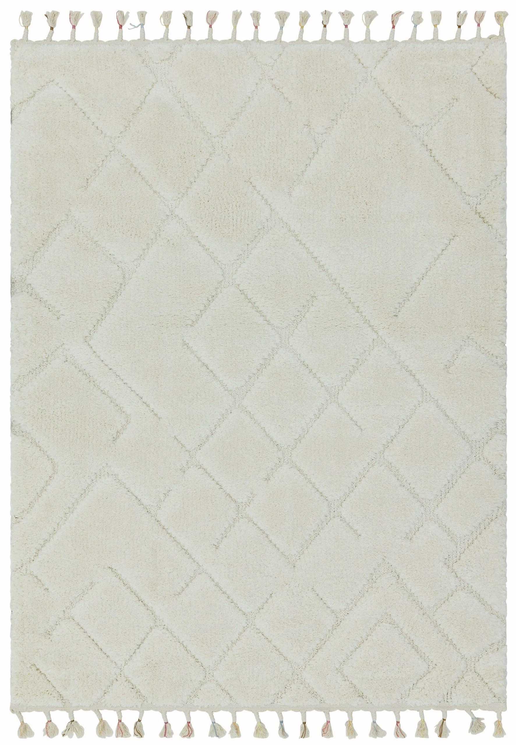 Covor pufos din polipropilena shaggy model morroccan geometric boho Ariana Vanilla 30 mm 160×230 cm ARIA1602300004