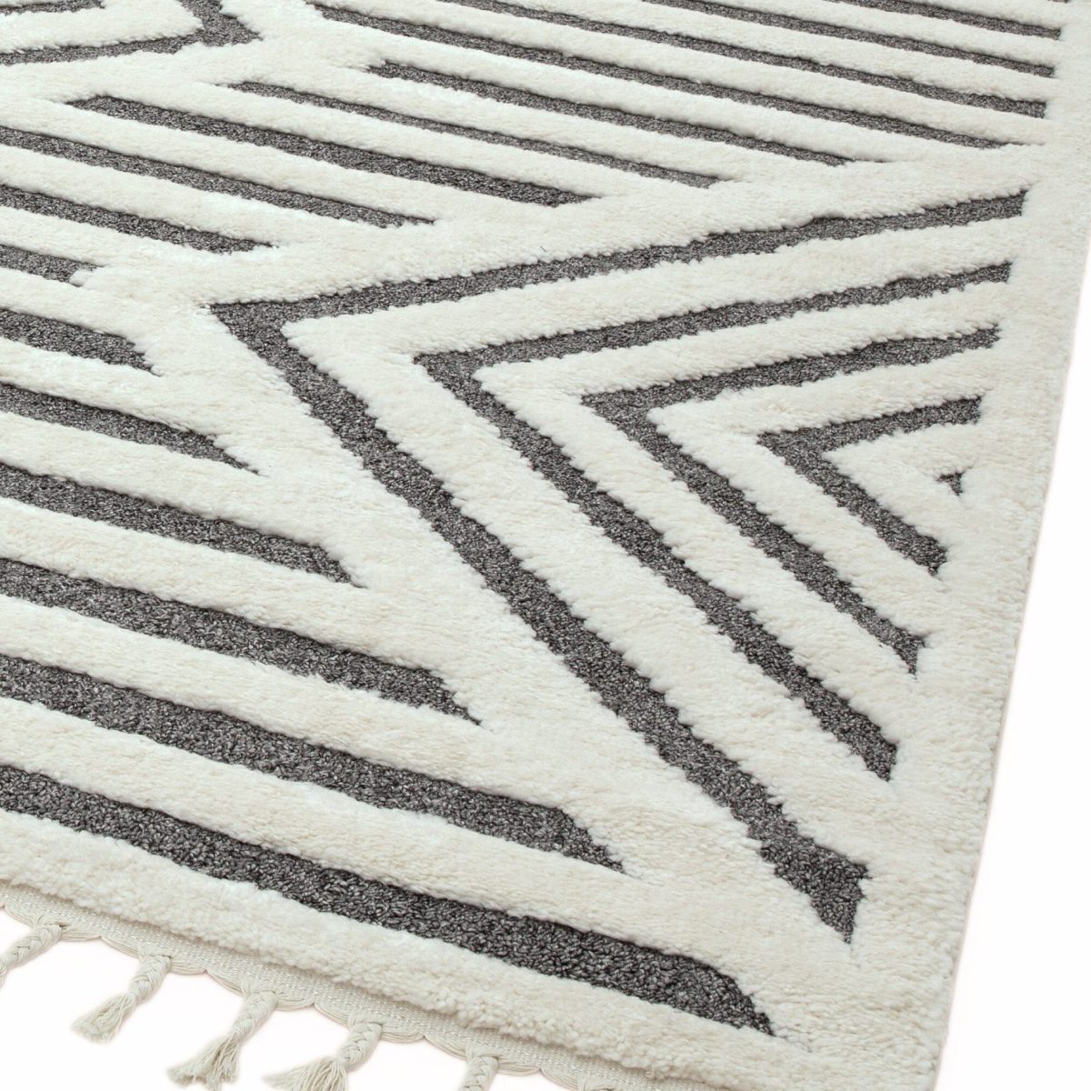 Covor pufos din polipropilena shaggy model morroccan geometric boho Ariana Shard 30 mm 80x150 cm ARIA0801500006