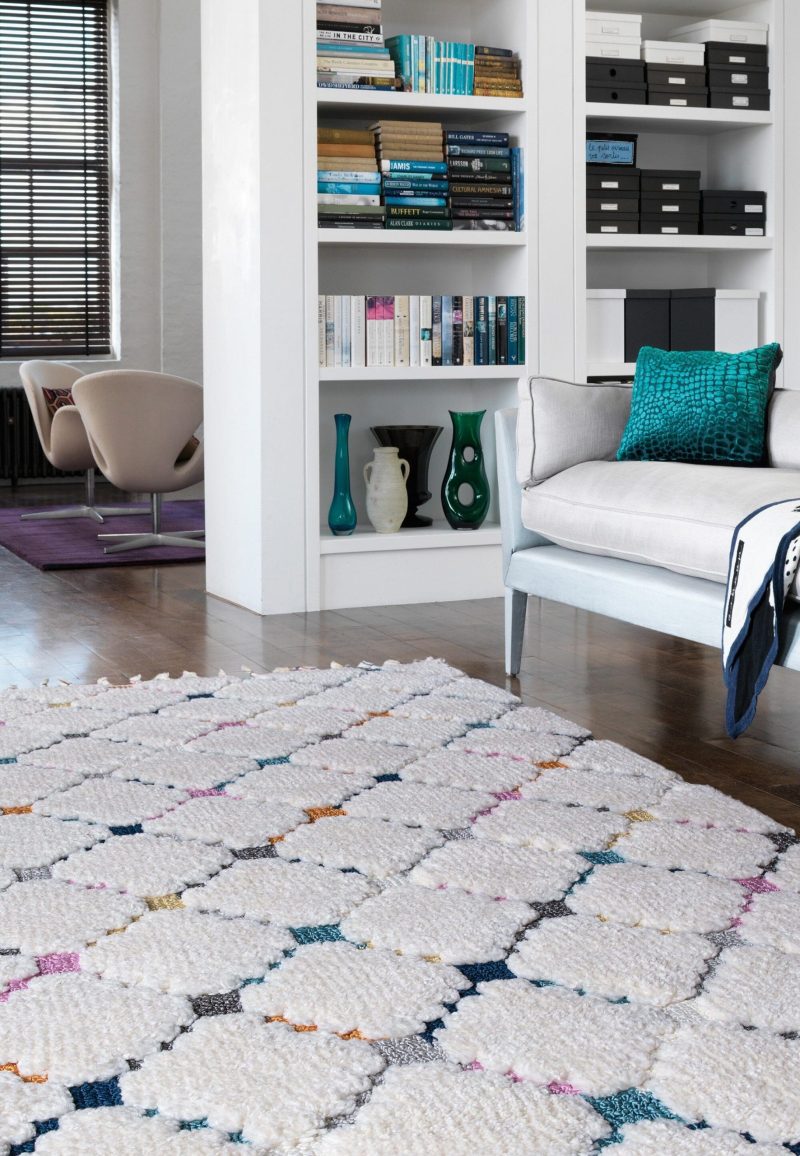 Covor pufos din polipropilena shaggy model morroccan geometric boho Ariana Criss Cross 30 mm 80x150 cm ARIA0801500008 - imagine 2