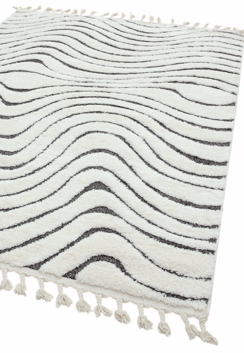 Covor pufos din polipropilena shaggy model morroccan geometric boho Ariana Ripple 30 mm 80x150 cm ARIA0801500010 - imagine 3