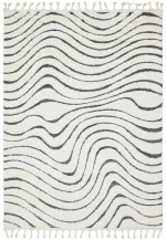 Covor pufos din polipropilena shaggy model morroccan geometric boho Ariana Ripple 30 mm 80x150 cm ARIA0801500010