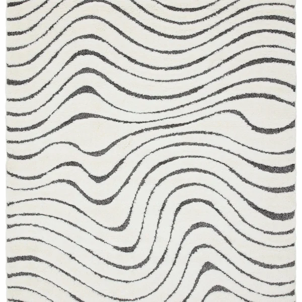 Covor pufos din polipropilena shaggy model morroccan geometric boho Ariana Ripple 30 mm 80x150 cm ARIA0801500010