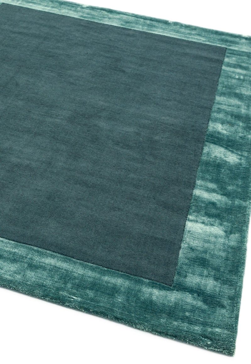 Covor pufos aqua albastru din lana viscoza lucrat manual modern model uni Ascot Aqua Blue 10 mm 160x230 cm ASCO160230AQUA - imagine 2
