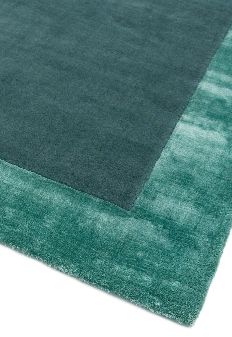 Covor pufos aqua albastru din lana viscoza lucrat manual modern model uni Ascot Aqua Blue 10 mm 160x230 cm ASCO160230AQUA - imagine 3