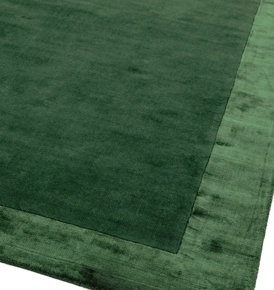 Covor pufos verde din lana viscoza lucrat manual modern model uni Ascot Green 10 mm 80x150 cm ASCO080150GREE