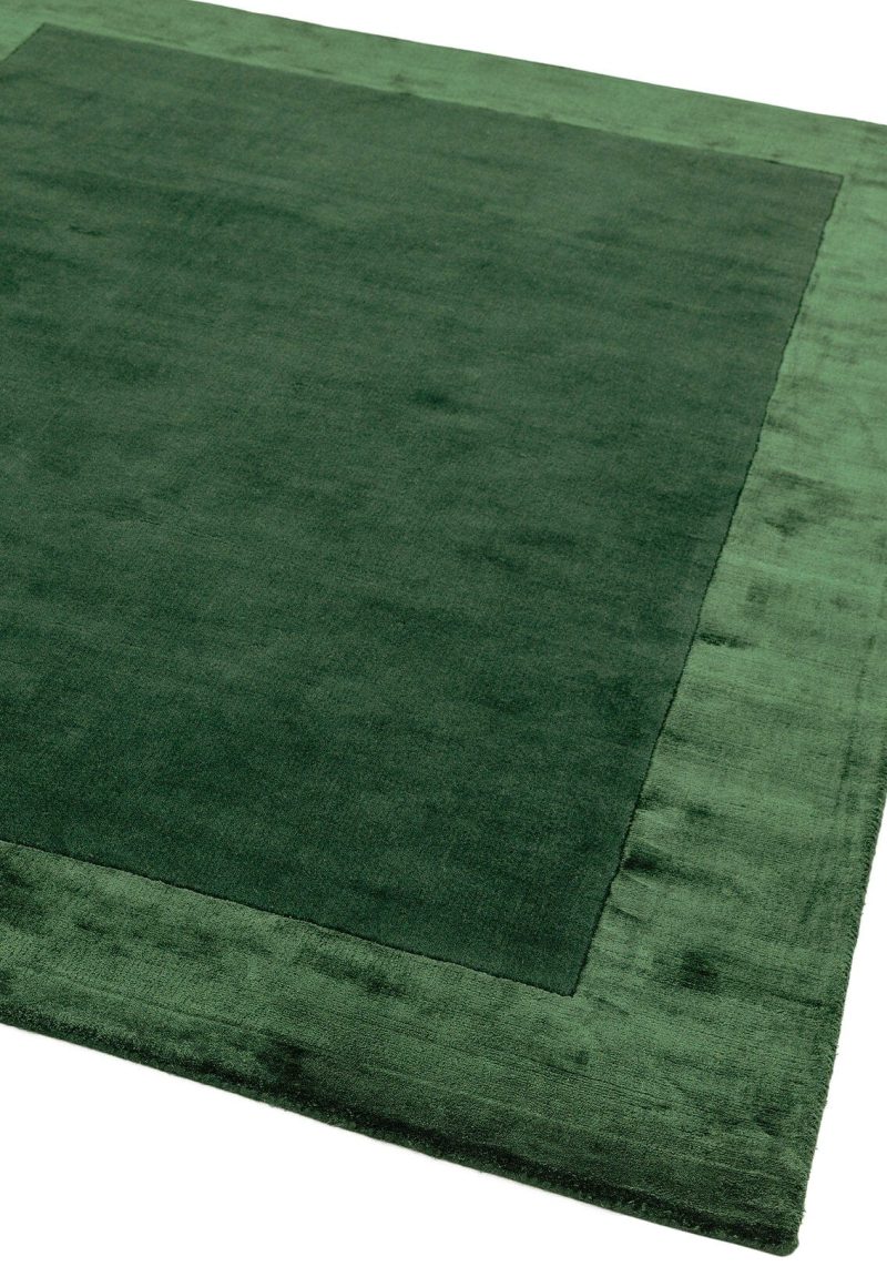 Covor pufos verde din lana viscoza lucrat manual modern model uni Ascot Green 10 mm 160x230 cm ASCO160230GREE - imagine 3