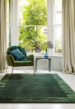 Covor pufos verde din lana viscoza lucrat manual modern model uni Ascot Green 10 mm 80x150 cm ASCO080150GREE
