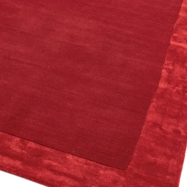 Covor pufos rosu din lana viscoza lucrat manual modern model uni Ascot Red 10 mm 200x290 cm ASCO200290REDD