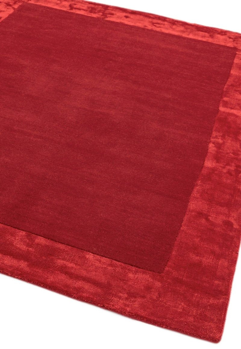 Covor pufos rosu din lana viscoza lucrat manual modern model uni Ascot Red 10 mm 200x290 cm ASCO200290REDD