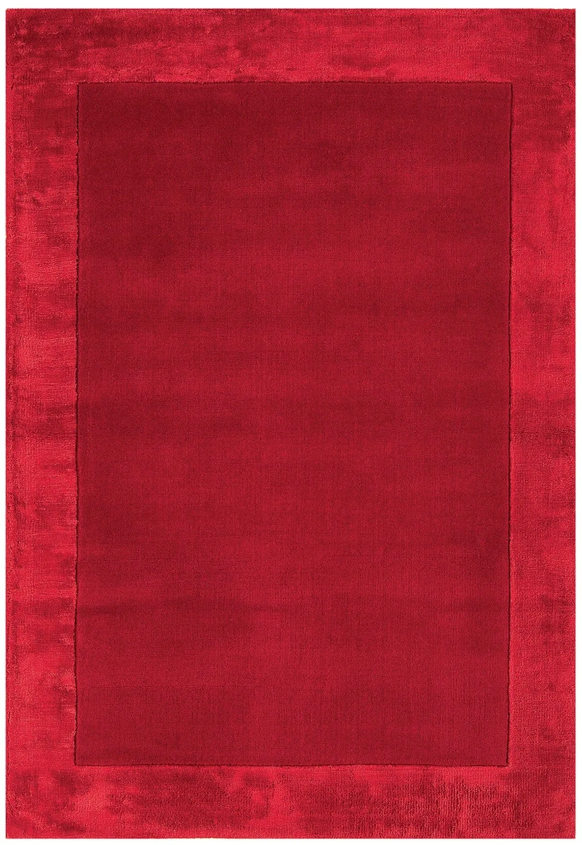 Covor pufos rosu din lana viscoza lucrat manual modern model uni Ascot Red 10 mm 200×290 cm ASCO200290REDD