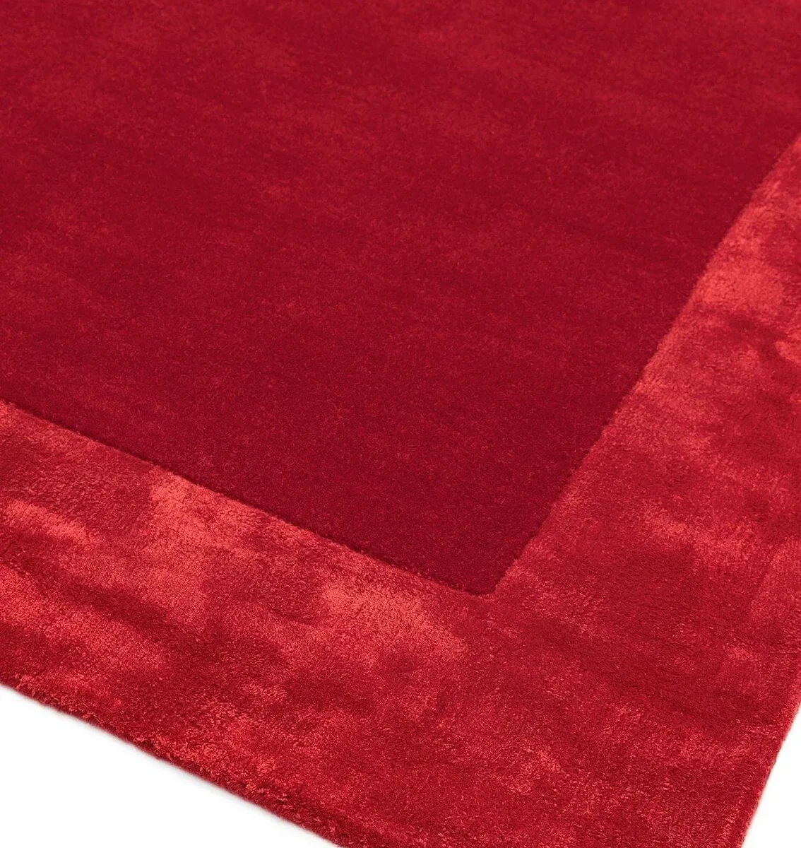 Covor pufos rosu din lana viscoza lucrat manual modern model uni Ascot Red 10 mm 200x290 cm ASCO200290REDD