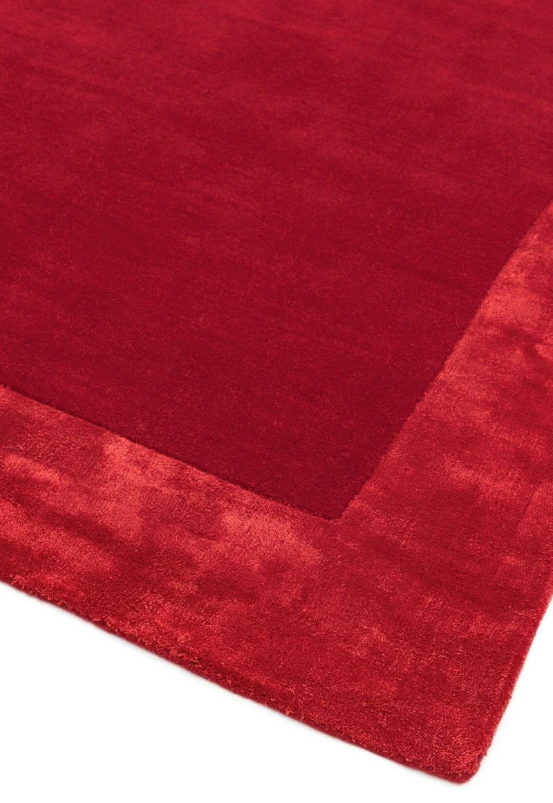 Covor pufos rosu din lana viscoza lucrat manual modern model uni Ascot Red 10 mm 200x290 cm ASCO200290REDD