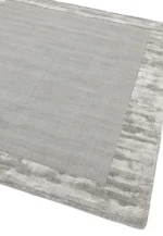 Covor pufos argintiu din lana viscoza lucrat manual modern model uni Ascot Silver 10 mm 80x150 cm ASCO080150SILV