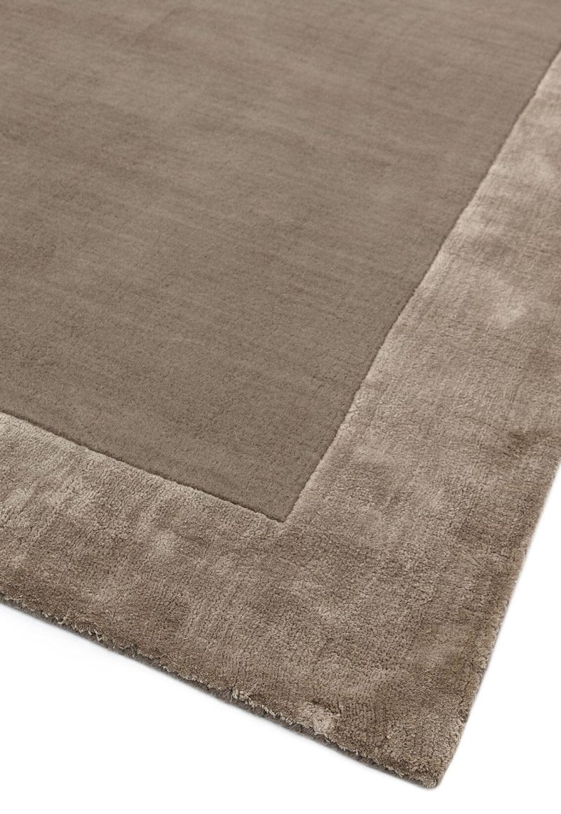Covor pufos taupe din lana viscoza lucrat manual modern model uni Ascot Taupe 10 mm 160x230 cm ASCO160230TAUP - imagine 3