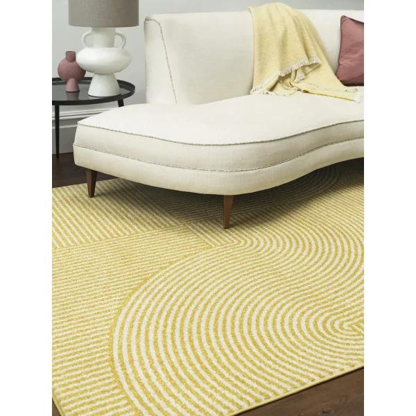 Covor galben modern model geometric Muse Yellow Geometric 9 mm 80x150 cm MUSE0801500018