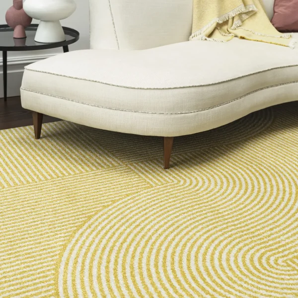Covor galben modern model geometric Muse Yellow Geometric 9 mm 80x150 cm MUSE0801500018