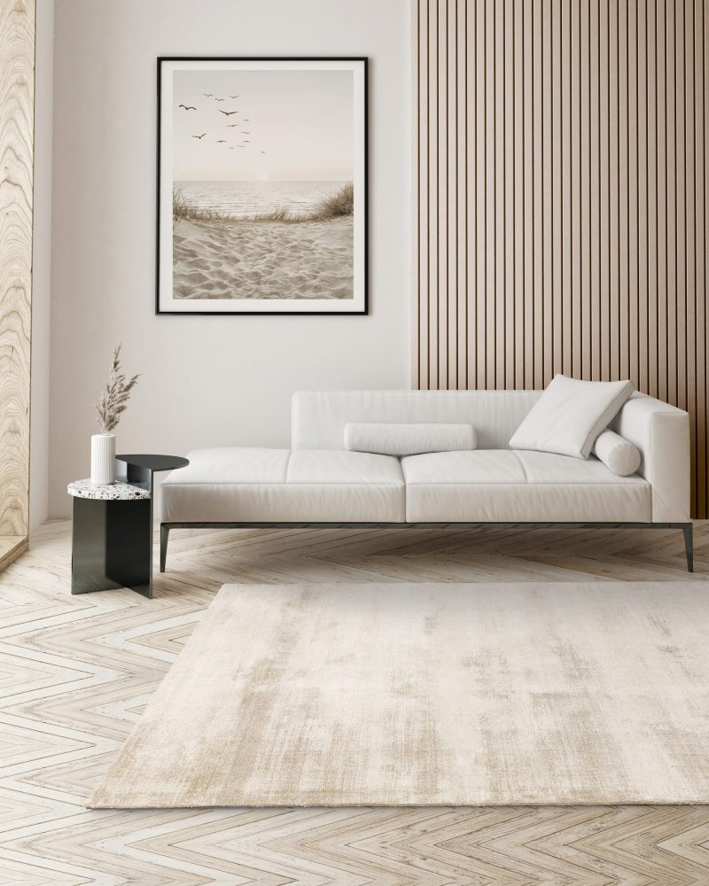 Covor pufos sand din viscoza lucrat manual modern model uni Aston Sand 8 mm 200x290 cm ASTO200290SAND - imagine 2