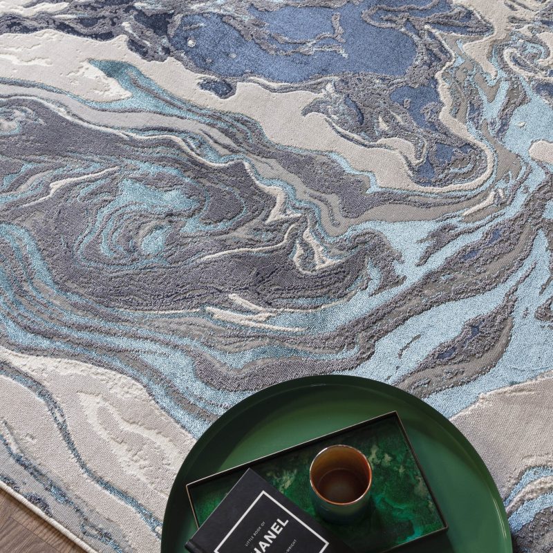Covor modern high shine model abstract Aurora Ocean 8 mm 80x150 cm AURO0801500018 - imagine 3
