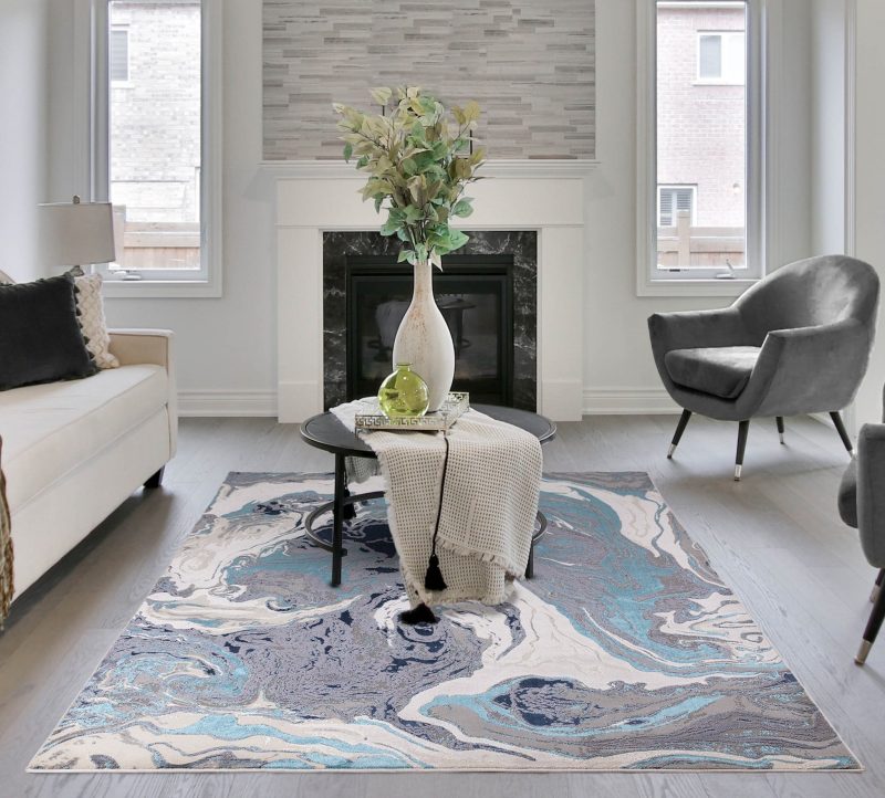 Covor modern high shine model abstract Aurora Ocean 8 mm 80x150 cm AURO0801500018 - imagine 2