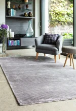 Covor pufos argintiu din vascoza lucrat manual modern shaggy model abstract dungi Bellagio Silver 9 mm 120x180 cm BELL120180SILV