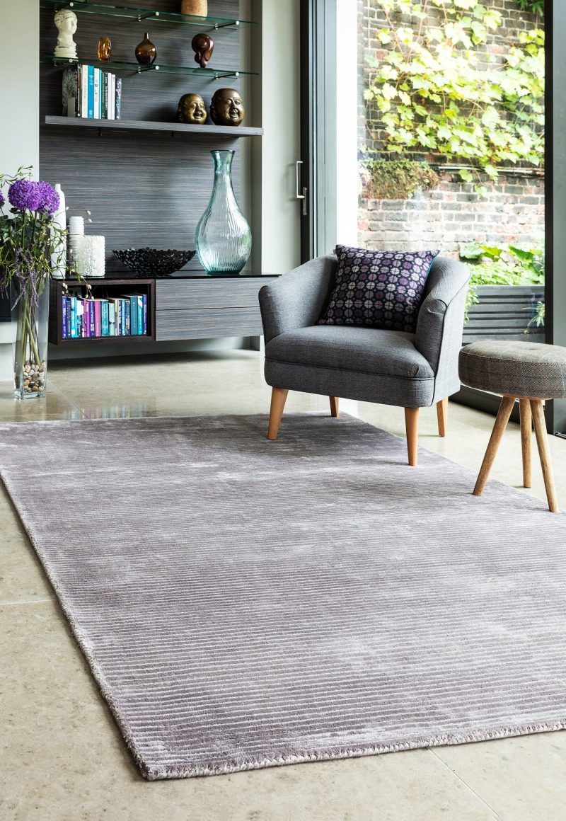 Covor pufos argintiu din vascoza lucrat manual modern shaggy model abstract dungi Bellagio Silver 9 mm 160x230 cm BELL160230SILV - imagine 2