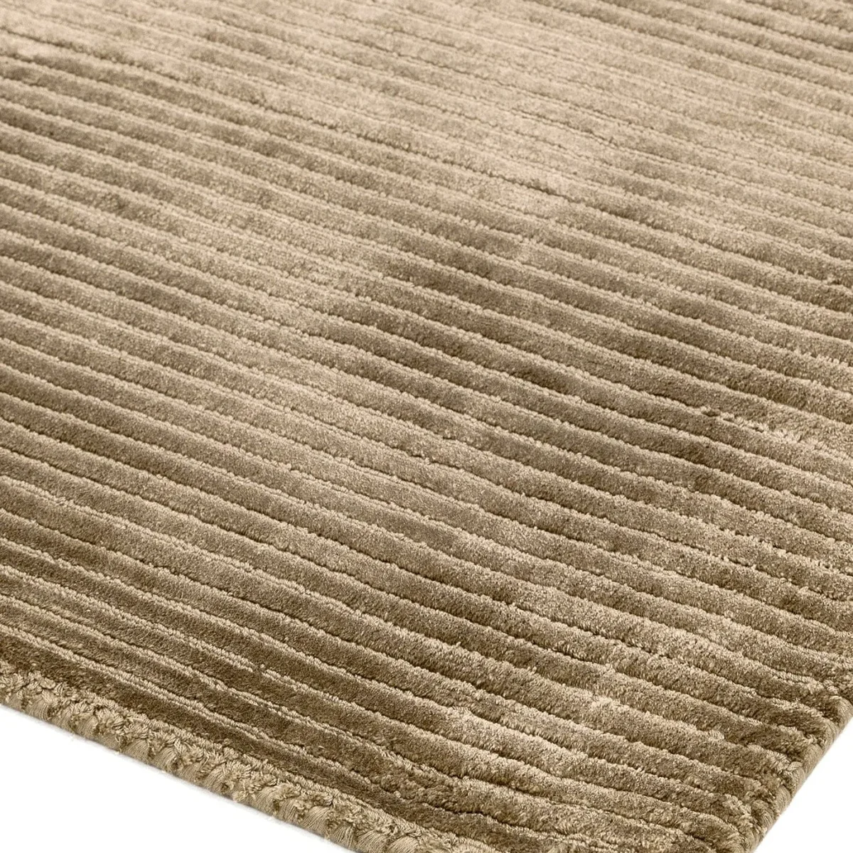 Covor pufos taupe din vascoza lucrat manual modern shaggy model abstract dungi Bellagio Taupe 9 mm 120x180 cm BELL120180TAUP