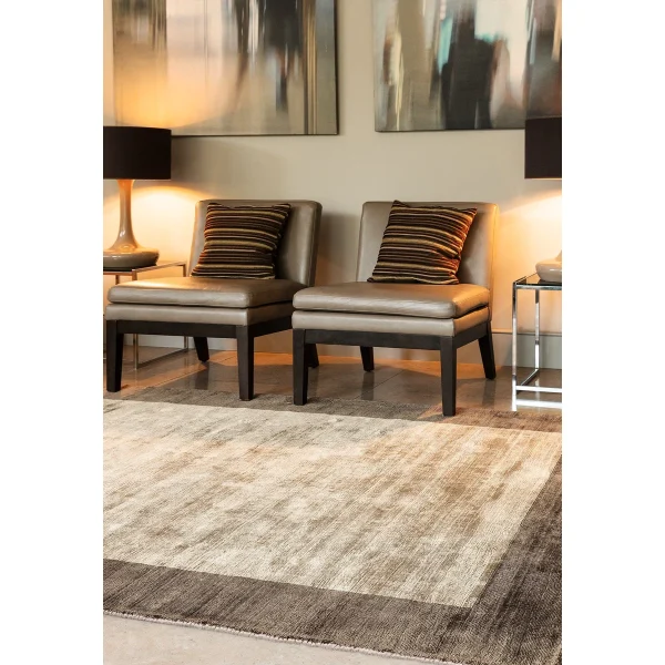Covor pufos maro din vascoza lucrat manual modern model uni Blade Border Choco Mocha 7 mm 160x230 cm BLAB1602300002