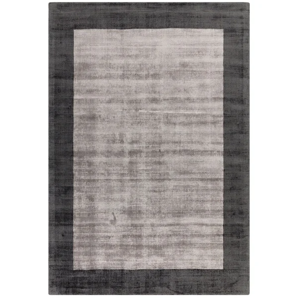 Covor pufos argintiu din vascoza lucrat manual modern model uni Blade Border Charcoal Silver 7 mm 160x230 cm BLAB1602300004