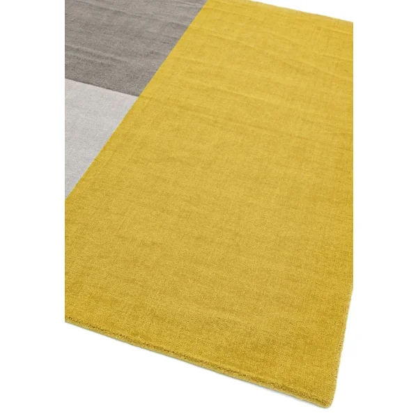 Covor mustar din lana lucrat manual modern model geometric Blox Mustard 7 mm 120x170 cm BLOX120170MUST