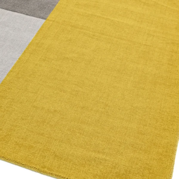 Covor mustar din lana lucrat manual modern model geometric Blox Mustard 7 mm 120x170 cm BLOX120170MUST