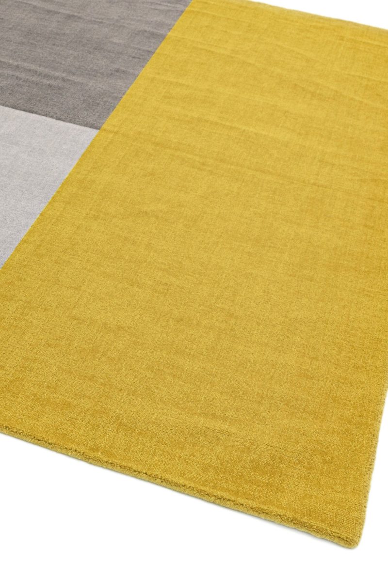 Covor mustar din lana lucrat manual modern model geometric Blox Mustard 7 mm 200x300 cm BLOX200300MUST - imagine 2