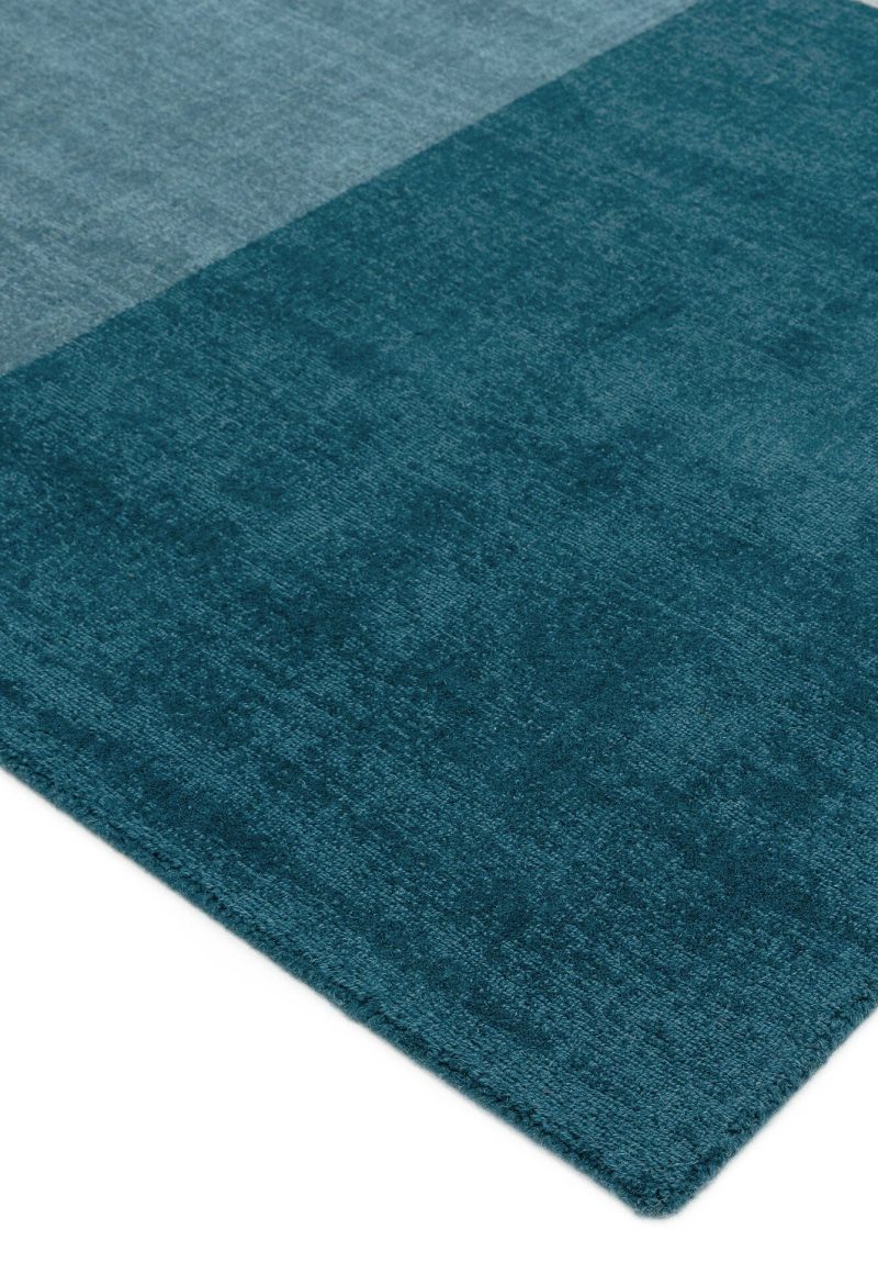 Covor teal din lana lucrat manual modern model geometric Blox Teal 7 mm 120x170 cm BLOX120170TEAL - imagine 3