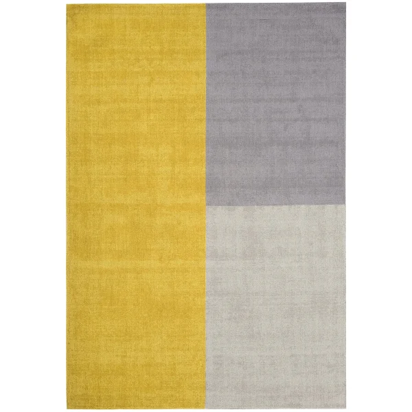Covor mustar din lana lucrat manual modern model geometric Blox Mustard 7 mm 120x170 cm BLOX120170MUST