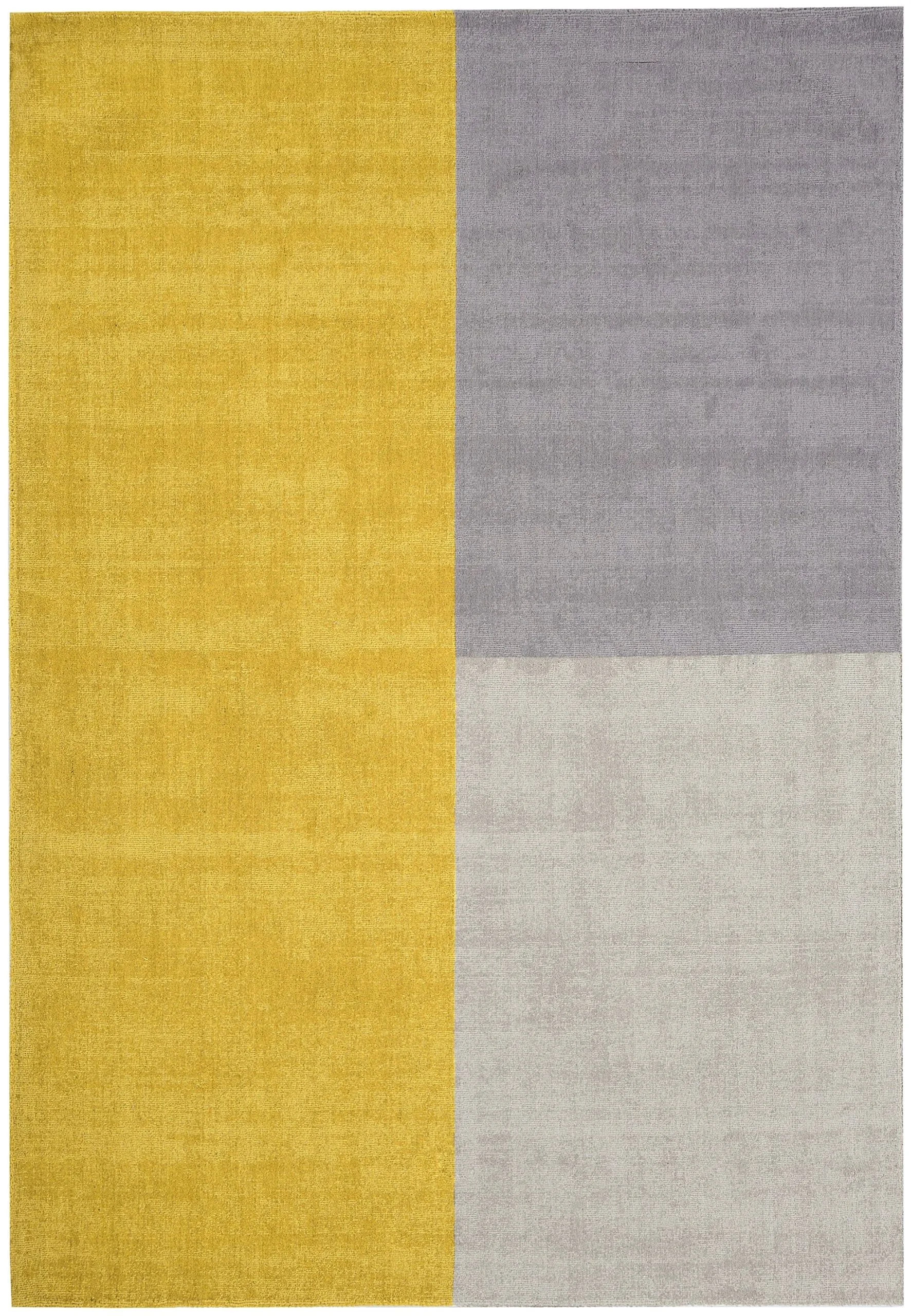 Covor mustar din lana lucrat manual modern model geometric Blox Mustard 7 mm 160×230 cm BLOX160230MUST