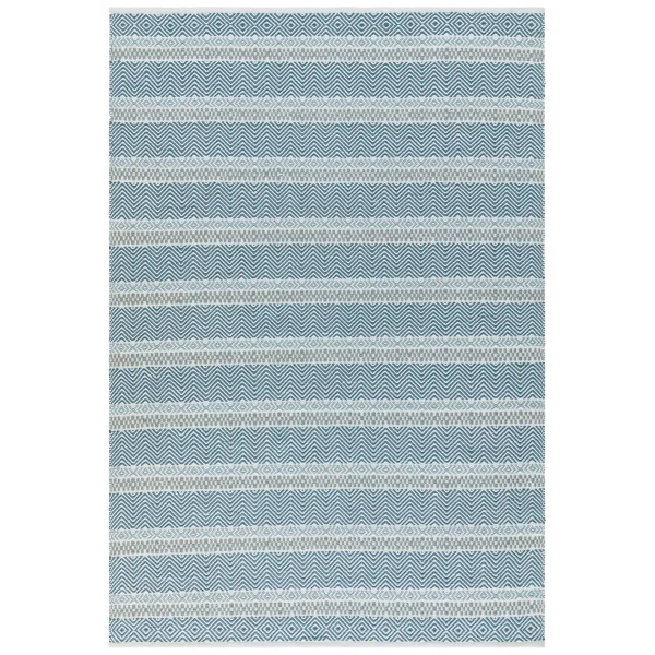 Covor albastru din pet lucrat manual modern outdoor model geometric dungi Boardwalk Blue Multi 2 mm 120x170 cm BOAR120170BLUE