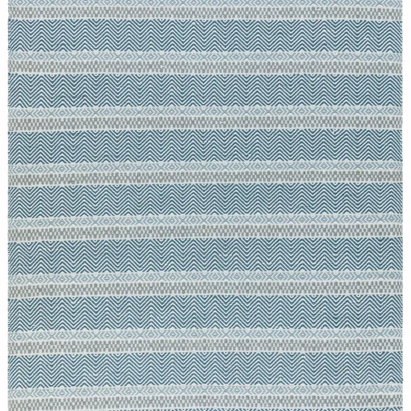 Covor albastru din pet lucrat manual modern outdoor model geometric dungi Boardwalk Blue Multi 2 mm 120x170 cm BOAR120170BLUE