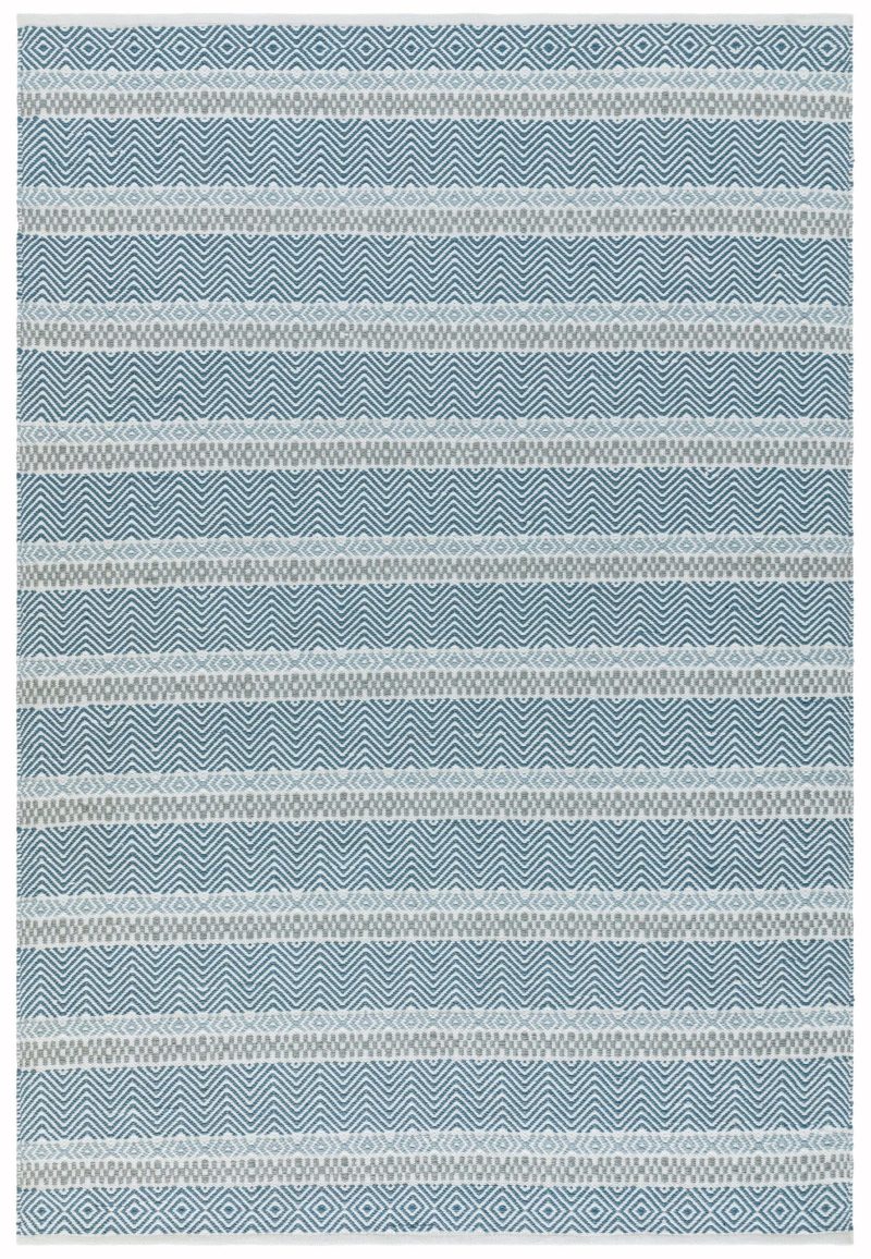 Covor albastru din pet lucrat manual modern outdoor model geometric dungi Boardwalk Blue Multi 2 mm 120x170 cm BOAR120170BLUE
