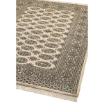 Covor bej din lana lucrat manual traditional model floral Bokhara Beige 7 mm 60x90 cm BOKR060090BEIG