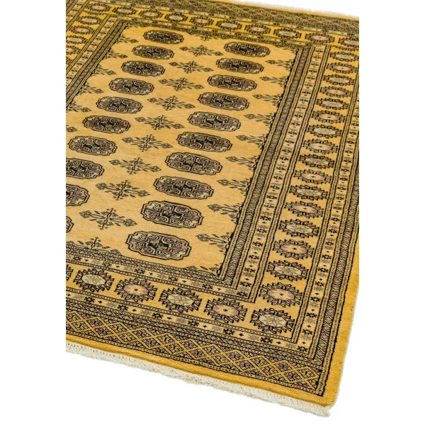 Covor auriu din lana lucrat manual traditional model floral Bokhara Gold 7 mm 60x90 cm BOKR060090GOLD