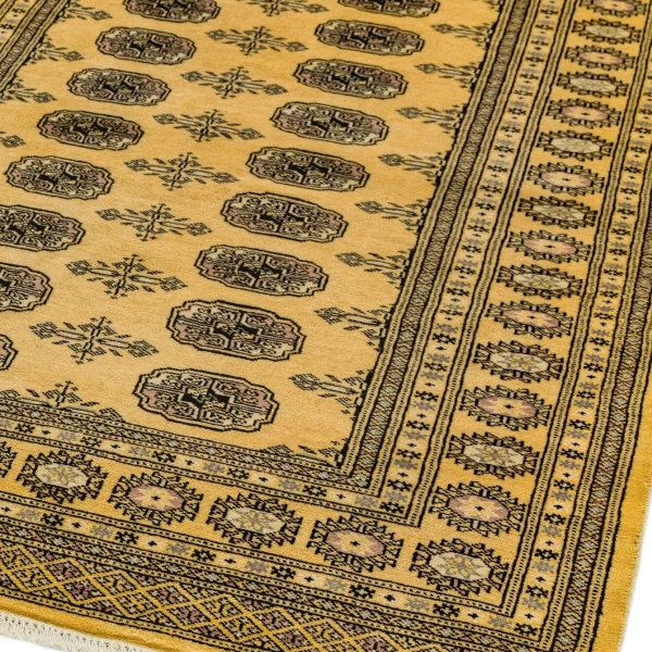 Covor auriu din lana lucrat manual traditional model floral Bokhara Gold 7 mm 60x90 cm BOKR060090GOLD