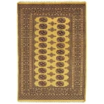 Covor auriu din lana lucrat manual traditional model floral Bokhara Gold 7 mm 60×90 cm BOKR060090GOLD