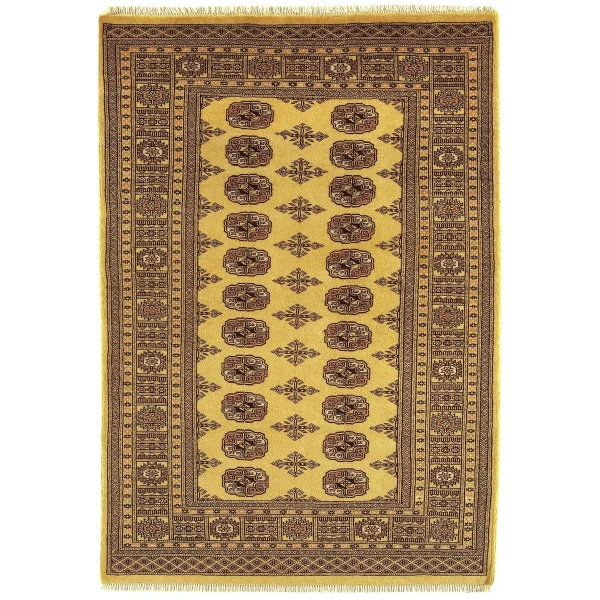 Covor auriu din lana lucrat manual traditional model floral Bokhara Gold 7 mm 60x90 cm BOKR060090GOLD
