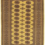 Covor auriu din lana lucrat manual traditional model floral Bokhara Gold 7 mm 60×90 cm BOKR060090GOLD