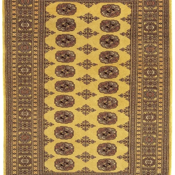 Covor auriu din lana lucrat manual traditional model floral Bokhara Gold 7 mm 60x90 cm BOKR060090GOLD