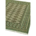 Covor verde din lana lucrat manual traditional model floral Bokhara Green 7 mm 60x90 cm BOKR060090GREE