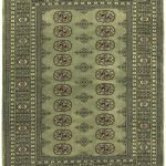 Covor verde din lana lucrat manual traditional model floral Bokhara Green 7 mm 270×360 cm BOKR270360GREE