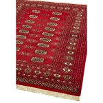 Covor rosu din lana lucrat manual traditional model floral Bokhara Red 7 mm 60x180 cm BOKR060180REDD