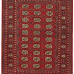 Covor rosu din lana lucrat manual traditional model floral Bokhara Red 7 mm 80×300 cm BOKR080300REDD